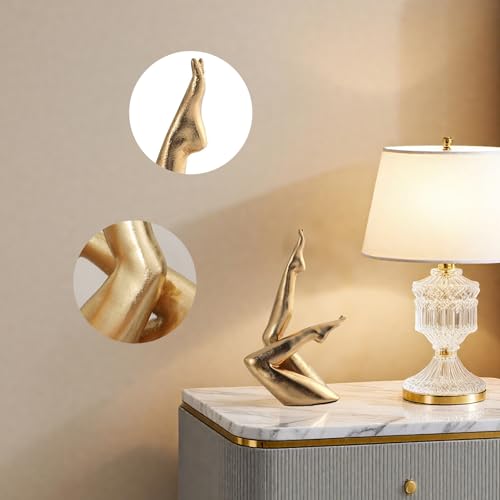 Golden Legs Sculpture Elegant Resin Home Decor Legs Statues Versatile Indoor/Outdoor Ornament, Bedroom, Office Desktop, Cabinets, Perfect (Bent Leg) - color: Bent Leg