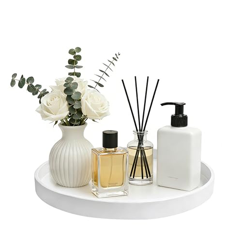 1 Pack 10" Bathroom and Vanity Tray, ABS Bathroom Counter Organizer, Coffee Table Decor for Perfume, Candles, Keys &More. Kitchen Countertop Organizer, Decorative Tray Soap Holder, White - color: White, size: 10"