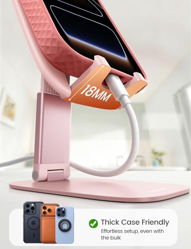 Lamicall Pink Desk Accessories for Women, Pink Office Supplies Desk Home Vanity Decor, Cute Rose Gold Phone Stand Holder for iPhone, 4-8'' Phone, Gifts for Teens Girls Boys Adults Women Men Mom Wife - color: C-Pink