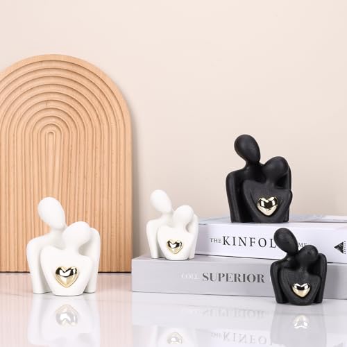 Mini Couple Statue - Ceramic Romantic Couple in Love Figurines for Decor Bedroom, TV Cabinet, Wedding Valentines Gift, Small Knick Knacks for Home Decor Shelve (4.72" White) - color: 4.72" White