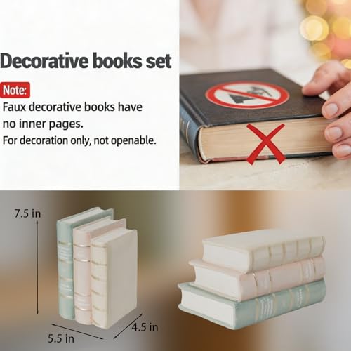 Decorative Bookends Coffee Table Books - Resin Fake Book Shelf Decor Home Decor Bookends Decorative Faux Book for Living Room Bedroom Bookshelf Office Gift 5.5 x 4.5 x 7.5 Inch DiliComing - color: Green-pink-white
