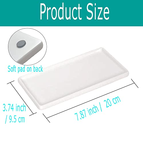 Ceramic Soap Dispenser Tray for Kitchen and Bathroom, Modern and Farmhouse Rectangle Service Tray - White(1 Pc)