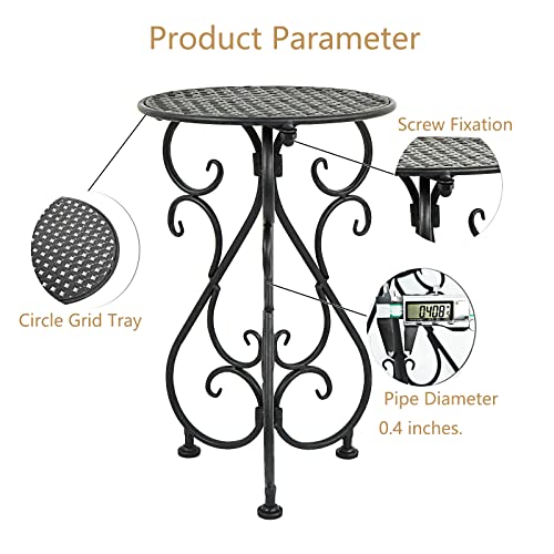 NAKUPE Plant Stand Indoor & Outdoor Flower Pot Stand 17" Tall Metal Plant Table,Single Planter Holder for Patio, Porch, Corner, Garden Decor, Balcony, Black(1 Pack)