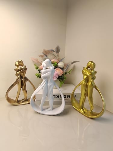 Couple Sculptures for Home Decor, Anniversary Statue Gifts, Hugging Couple Figurines, Modern Romantic Sculptures for Living Room, Bedroom, Office Decor (Rose Gold) - color: 1-rose Gold