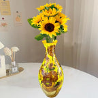 3D Puzzle Vase Unique Flower Vase for Adults Made by 160 Curved Plastic Puzzle, Relax Puzzles for Adults, DIY Jigsaw Creative Gift for Parents & Housewarming - color: Sunflower