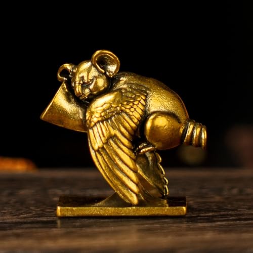 CHOVY Mythical Brass Koala Angel with Wings - Solid Handcrafted Vintage Figurine, Whimsical Spirit Animal Sculpture for Altar, Study Desk & Healing Space Decor, Oddities Collectible - color: Angel Koala