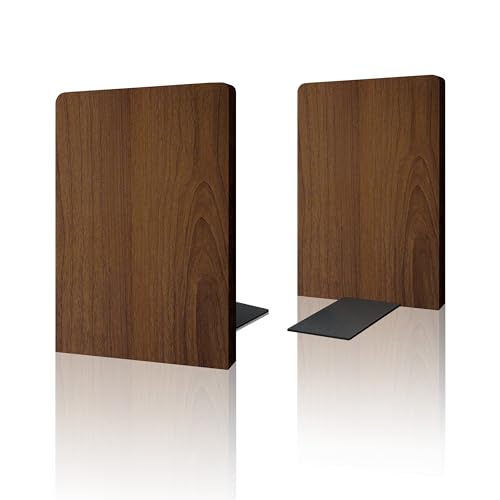 Brosisincorp Walnut Wood Book Ends for Shelves - Hand Polished Edges, Non-Skid Bookends for Heavy Duty Book Holders Office Desk Shelves Decorative Book Organizer, 6.69"H x 4.72"W x 3.94"L (1 Pairs) - color: 1 Pairs-square