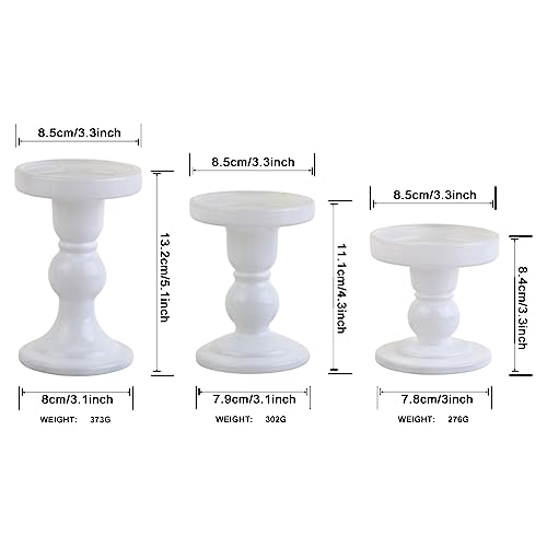 6-Piece Set of White Glass Candlestick, Crystal Candlestick Holder Holder and Conical Candle, Christmas Candle Holder Decoration, Family Living Room Wedding Candle Holder (white2sets) - color: White2sets