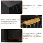 LEYAOYAO 31" Wide Fluted Nightstand with Charging Station, Oversized Extra Large 1 Drawer Night Stand with Golden Handle, Black Wood Bedside Table Tall End Tables,for Bedroom, Living Room, Hallway - color: Black, size: 1 Drawers