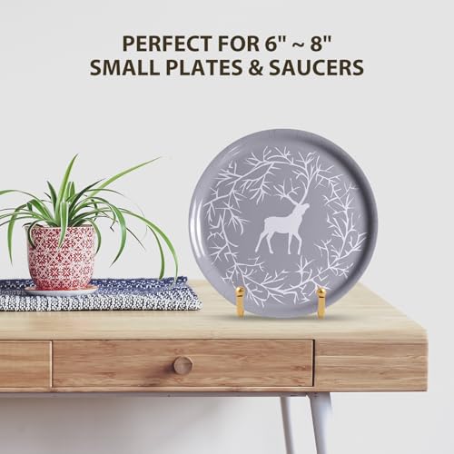 Plate Holder Easel Display Stand - 3 inch Metal Plate Stands for Display - Tabletop Picture Stand - Gold Iron Easels for Display Pictures | Photo Frames | Book | Decorative Plates | Plaque - 4 Pack - size: 3 inch-4
