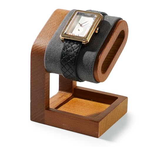 Single Watch Stand Display Solid Wood Jewelry Stand Display for Wristwatch Bracelet Bangle(Grey) - color: Grey