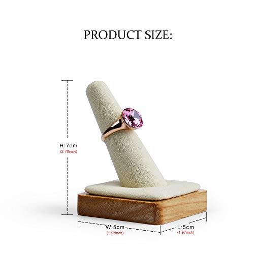 Oirlv Single Finger wooden ring display stand Jewelry Showcase Display Holder (Creamy-white) - color: Creamy-white