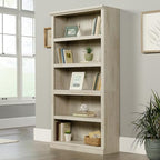 Sauder 5 Tier Book Shelf Wooden Bookcase Multipurpose Bookshelf for Home Office, Living Room, in Chalked Chestnut - color: Chalked Chestnut