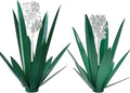 Metal Agave Plant Garden Art, 2 Pack Tequila Rustic Sculpture, Rustic Metal Agave Plants for Yard Stakes, Garden Figurines, Outdoor Patio (2 PCS White Flowers) - color: 2 Pcs White Flowers