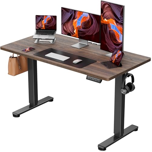 ErGear Height Adjustable Electric Standing Desk, 48 x 24 Inches Sit Stand up Desk, Memory Computer Home Office Desk, Dark Walnut - color: Dark Walnut, size: 47.2 x 23.6 Inches