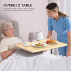 WOTURE Adjustable Overbed Table with Wheels, Pneumatic Height Adjustment, Ideal for Hospital Use or At Home as Bed Tray, Standing Desk, Bedridden & Mobility Needs, Maple - color: Maple