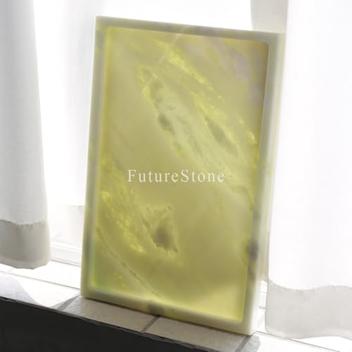 Real Luxurious Natural Marble Vanity Tray Genuine Marble Storage Tray for Home Decor Stone Tray for Bathroom/Kitchen/Vanity/Dresser,Plate Holder for Tissues, Candles, Towel - color: Fresh-green