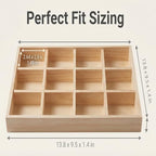 2 Pack Wooden Display Organizer Sorting Craft Tray Grid Display Divided Organizer for Bead Puzzle Card Crayons Sticker Trinket Organizing