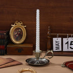 DECHOUS Taper Candle Holder Vintage: Antique Brass Candlestick Holder with Handle - Hand Held Bronze Chamberstick Candleholder for Home Table Centerpiece Wedding Party