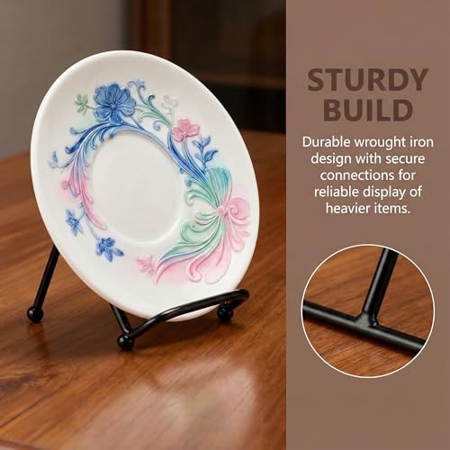 2Pcs Small Display Stand Mini Metal Plate Holder Square Wire Stands for Picture and Photo Easels Black Frame Plate Holders for Coaster Collectibles Book Mobile Phone and Decorative 2"