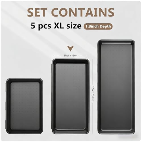 A-LuGei【X-Large Size【5 Pcs】 Tool Box Organizer Tray Divider【Single Size】 Black Plastic Desk Drawer Organizer Garage Organization for Wrench Plier Hammer Bit Socket Extension Screwdriver Bolt Hex key - size: 5pcs-XL Size
