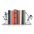 Gothic Dancing Skull Bookends – Metal Unique Skeleton Shelf Decor for Halloween, Gothic Furniture & Bookshelves | Spooky Book Supports with Black Vein Finish (2PCs)
