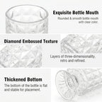 Goaste 3 Pack Embossed Big Base Vase, 7" Crystal Glass Vase, Hydroponic Green Plant Vases, Transparent Flower Vases with Ribbed Pattern for Wedding, Dining Table Centerpieces, Home Decor, Office