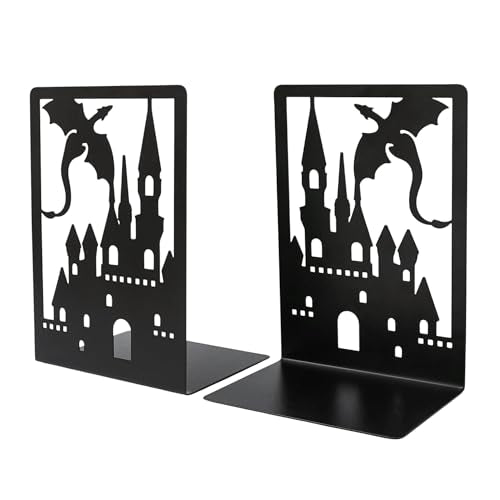 Book Ends, Bookends, Book Ends for Shelves, 1 Pair Non Skid Metal Book Divider Decorative Holder, Abstract Art Desgin Book Stopper Supports for Office, Home (Dragon C) - color: Dragon C