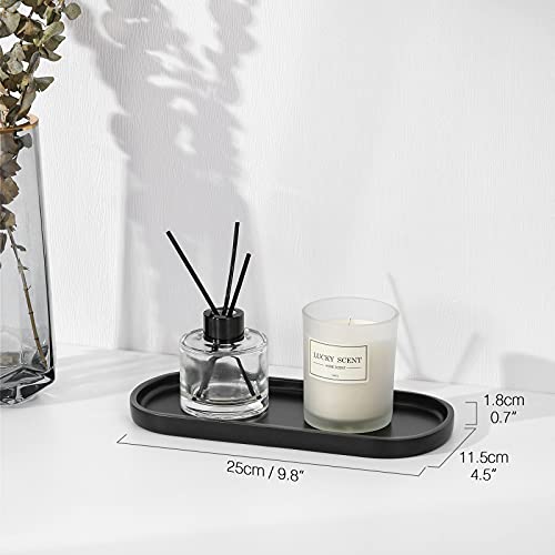 Luxspire Bathroom Vanity Tray, Oval Soap Dispenser Tray, 10" Kitchen Counter Trays, Handmade Resin Bathroom Tray for Counter, Toilet Tank Tray, Trinket Tray for Perfume Jewelry, Small, Matte Black - color: Matte Black, style: Small