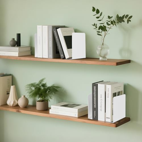 Book Ends, 2 Pieces Metal Bookend for Shelves, Bookends for Heavy Books, Book Holders for Shelves, Desk Organizers, Book Dividers for Office, School, Bookstore, Home - color: B-white-frosted Surface, size: 2 Pieces