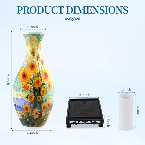 3D Puzzles Vase for Adults, Crafts for Adults, 160 Pieces Plastic DIY Unique Flower Vase with LED Light House Warming Gift Birthday Gifts for Flower Arrangements and Home Decor (Sunflowers) - color: Sunflowers