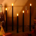 Rossesay 24 Pcs Flameless LED Taper Candles Battery Operated Candles 8.58'', 9.69'', 10.98'', 12.91'', 12.8'' Flameless Candlesticks Flickering for Halloween Christmas Church Wedding(Black) - color: Black, size: 8.58'', 9.69'', 10.98'', 12.91'', 12.8'', s