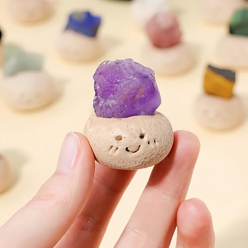 Crystal Decor Desk Ornaments Tiny Natural Creative Craft Mini Cute Decoration Gift for Home Office 1.57" x 1.2" (Amethyst) - color: Amethyst