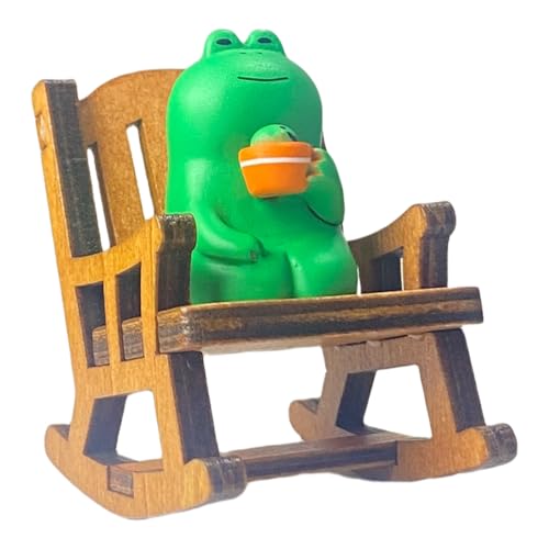 Miniature Frog Anime Figurines - Resin Desk Figurines, Cool Office Gadgets for Desk, Fun Desk trinkets Gift for Frog Lover（Rocking Chair） - size: 01-frog-Rocking Chair