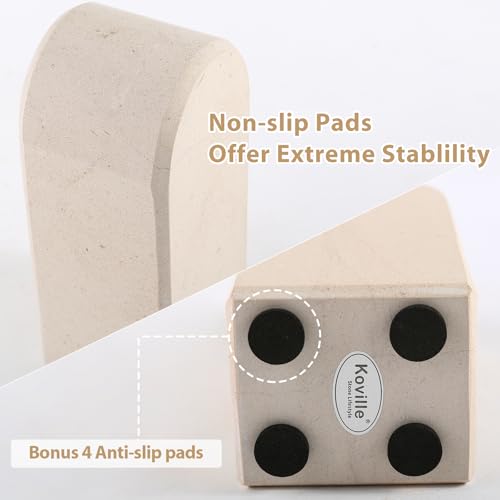 Koville African Natural Marble Bookends for Shelves, 7lbs Heavy-Duty Marble Book Holders, Decorative Book Ends, Bookshelf Apartment Decor for Normal Books/CD/Video Games - color: Moleanos Beige, size: 7lb