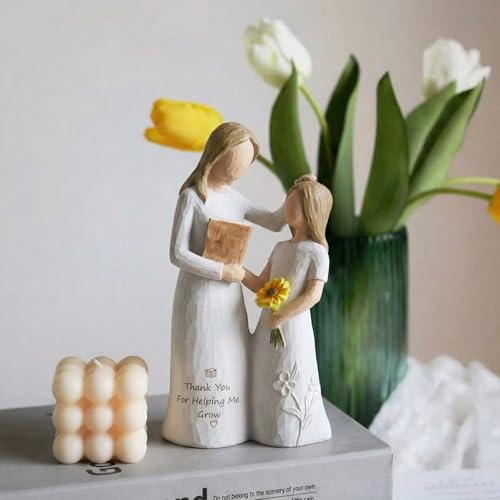Teacher Gifts for Women, Teacher Appreciation Gifts, Gift for Teachers, Thank You Gifts for Teacher, Solid Resin Sculpture of Teacher and Student Figures, Includes a Greeting Card - 5.71'' - color: White