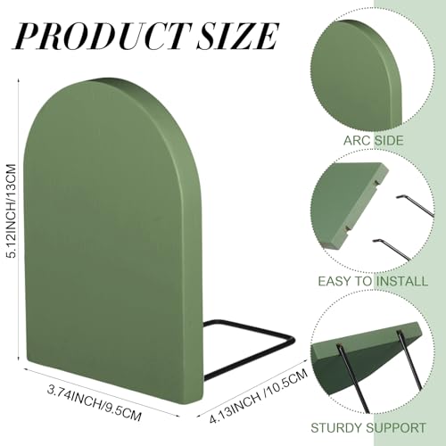 Honoson 4 Pcs Boho Wood Bookends Back to School Sage Green Wooden Book Stands Decorative Non Skid Book Stoppers for Books Cds Videos Albums Office Desktop Shelves(Green) - color: Green