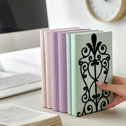 Peacoblue Metal Bookends for Shelves, Modern Decorative Heavy Duty Study Book Support Stoppers for Office, Desk, Shelf, Room 5.3"x4.3"x7.9" Cast Iron Tall Bookends, 1 Pair (European Style Pattern) - style: European style Pattern