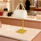 2PCS Handbag Display Stand, Purse Holder Gold Metal Tall Hanging-hook Display Stands for Bag or Necklace Table Display Organizer with Stable Square Base