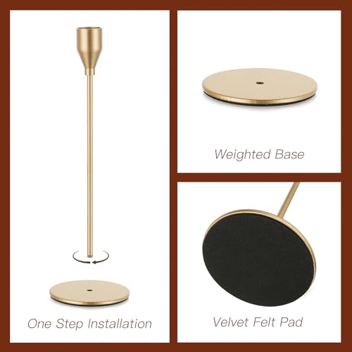 Candeldo Gold Taper Candle Holders: Tall Candlestick Holder for Table Centerpiece Set of 3 Metal Candles Stick Holders Stand Wedding Decor - color: Gold, size: 3PCS