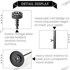 Floor Candle Holder Centerpieces for Tables,3Pcs Black Candle Holder for Pillar Candles Matte Metal Candlestick Set for Wedding Party Home Candles Holder for Ceremony Mantel Decor (Adjustable Height