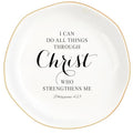 Christian Gifts for Women, Bible Verse Ceramic Jewelry Dish Trinket Ring Tray, Inspirational Floral Gift for Mom Sister Friend Birthday Christmas-I Can Do All Things Through Christ (White-Christ2) - color: White-Christ2