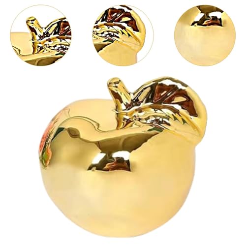 Fenteer Fruit Sculpture Desktop Statue Delicate Ideal Gifts Artistic Ornament Ceramic Figurine for Rooms Porches Desktops Homes Cafes, Golden, S - color: Golden, size: Small
