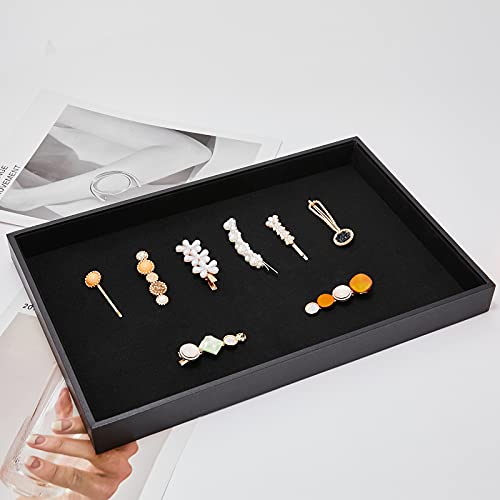2Pcs Black Velvet Stackable Jewelry Tray Showcase Display Earring Necklace Bracelet Rings Organizer…