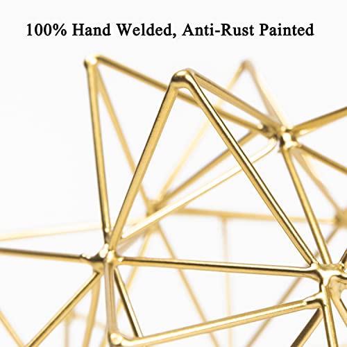 Metal Geometric Table Top Decor, 3D Metal Geometric Sculpture, Gold Abstract Sculpture for Home Decor, Table Art Decorations for Home, Living Room, Office, Bedroom - color: Gold