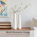 7 Inch Frosted White Ceramic Tapered Tabletop Vase Modern Minimalist Vase for Home Office Decor