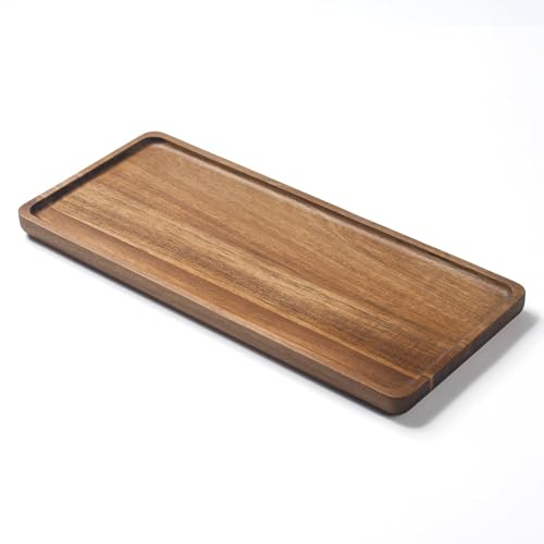 Bathroom Vanity Tray, Bathroom Tray for Counter, Toilet Tank Tray, Wood Bathroom Tray for Organizing and Home Decor (13.8 x 6 x 0.8 inch) - size: 13.8" x 6" x 0.8"