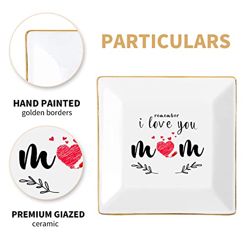 Gifts for Mom from Daughter Birthday Gift for Women Mothers Day Gifts Fun Presents Moms Grandma Sister in Law Best Jewelry Dish Unique Trinket Tray Ring Holder, Remember I Love You Mom - color: MOM