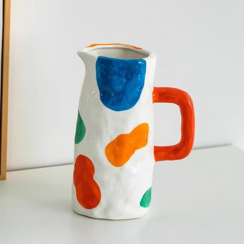 Modern Decorative Abstract Pattern Ceramic Vase, Contemporary Art Home Decor，6 Styles to Choose from (Style C) - size: Style C