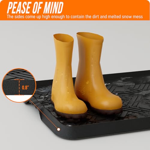 Rubber Boot Tray, Shoe Trays for Entryway, Versatile Boot Mat Tray with Raised Edge, 47"x16" Rubber Mat for Shoe Organizer Indoor/Outdoor Use - size: 47" x 16" x 0.8"